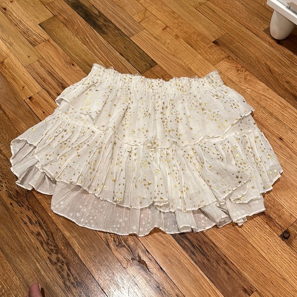 White and gold ruffle skirt hot sale
